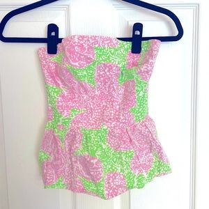 Y2k Lilly Pulitzer Strapless Peplum Top 💕
